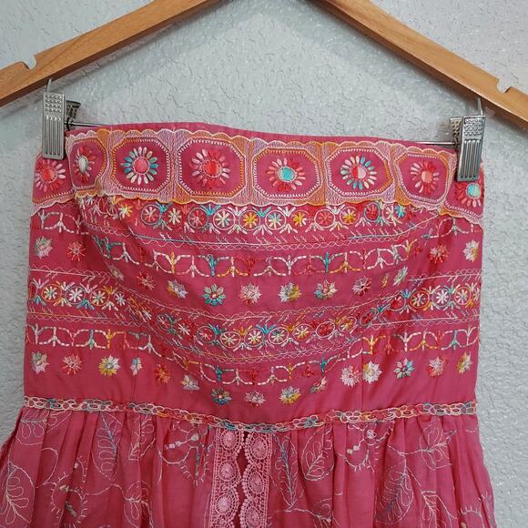 Cynthia Steffe Pink Embroidered Floral Tube Top Dress Size 10 - Picture 4 of 13